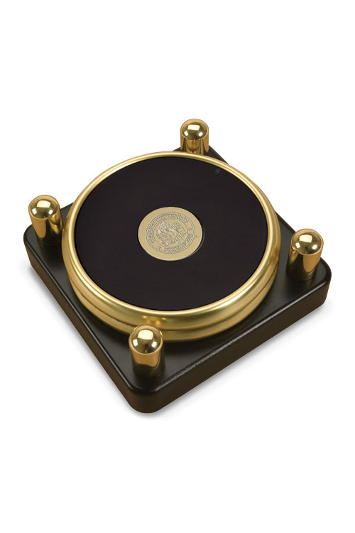 Gold Tone Round Coaster, Set of 2