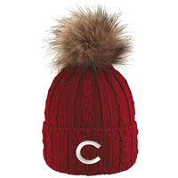 Alps Knit Cuff Hat With Faux Fur Pom