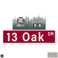 Rugged Sticker 13 Oak Drive 3.5"