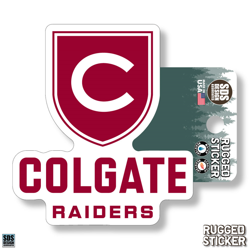 Rugged Sticker Colgate Raiders Shield 3.5" (SKU 13482206418) Rugged Sticker Colgate Raiders Shield 3.5" (SKU 13482206418)