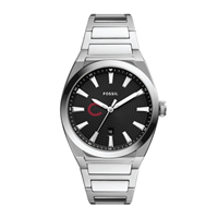 Fossil Men's Stainless Steel Black Dial Watch